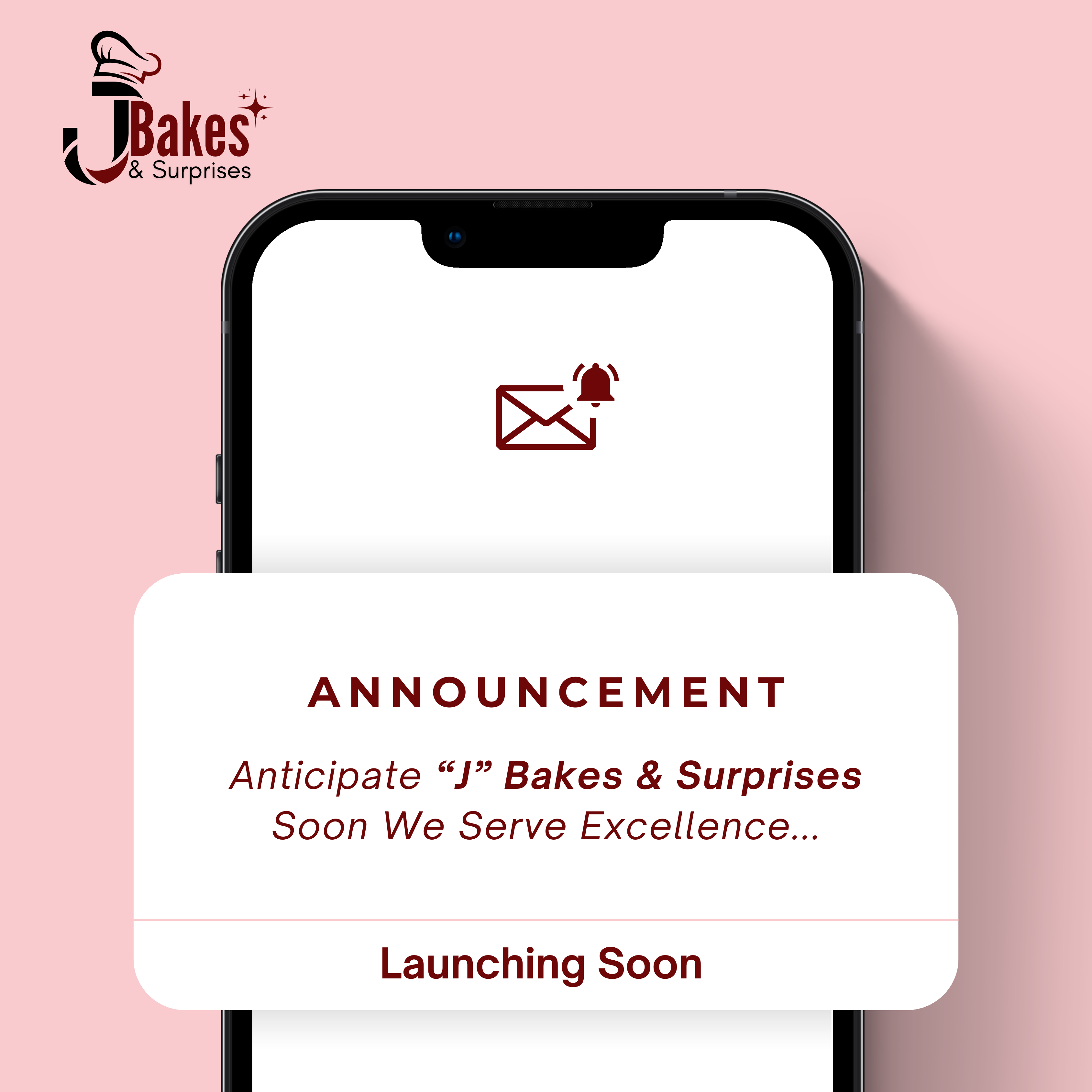 "J" Bakes & Surprises Social media Post design